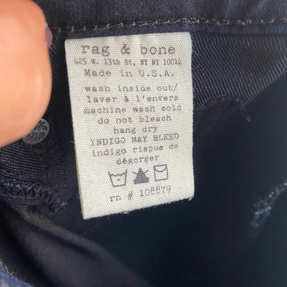 Rag & Bone The Legging Jean Wash Midnight & Skinny Denim Dark Blue Size 31 - Picture 10 of 11